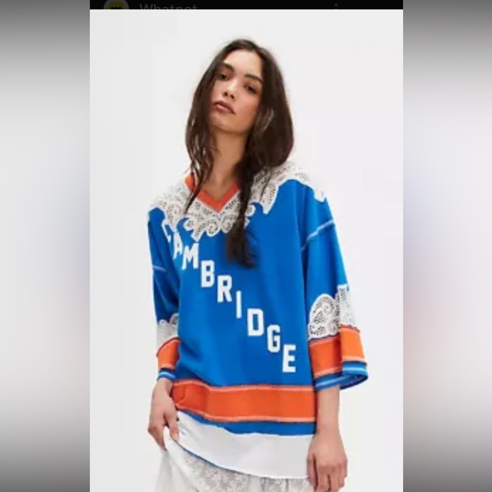 We The Free Blue and Orange Jersey with Lace